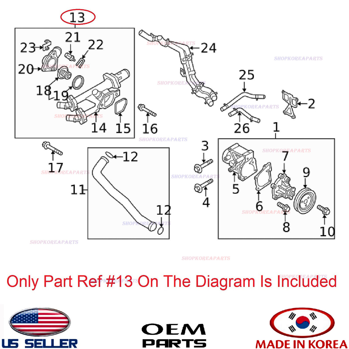 GENUINE OEM Thermostat Housing Unit 2.4L 2017–18 Santa Fe Sport  2014–20 Sorento