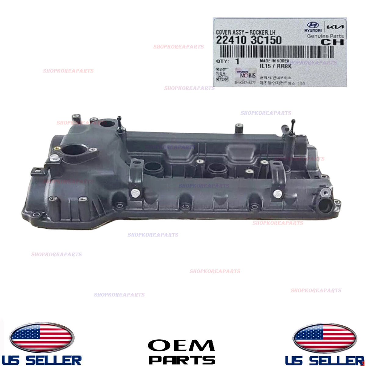 GENUINE 3.5L LEFT Rocker Valve Cover 10-14 Hyundai Kia *See List 22410-3C150