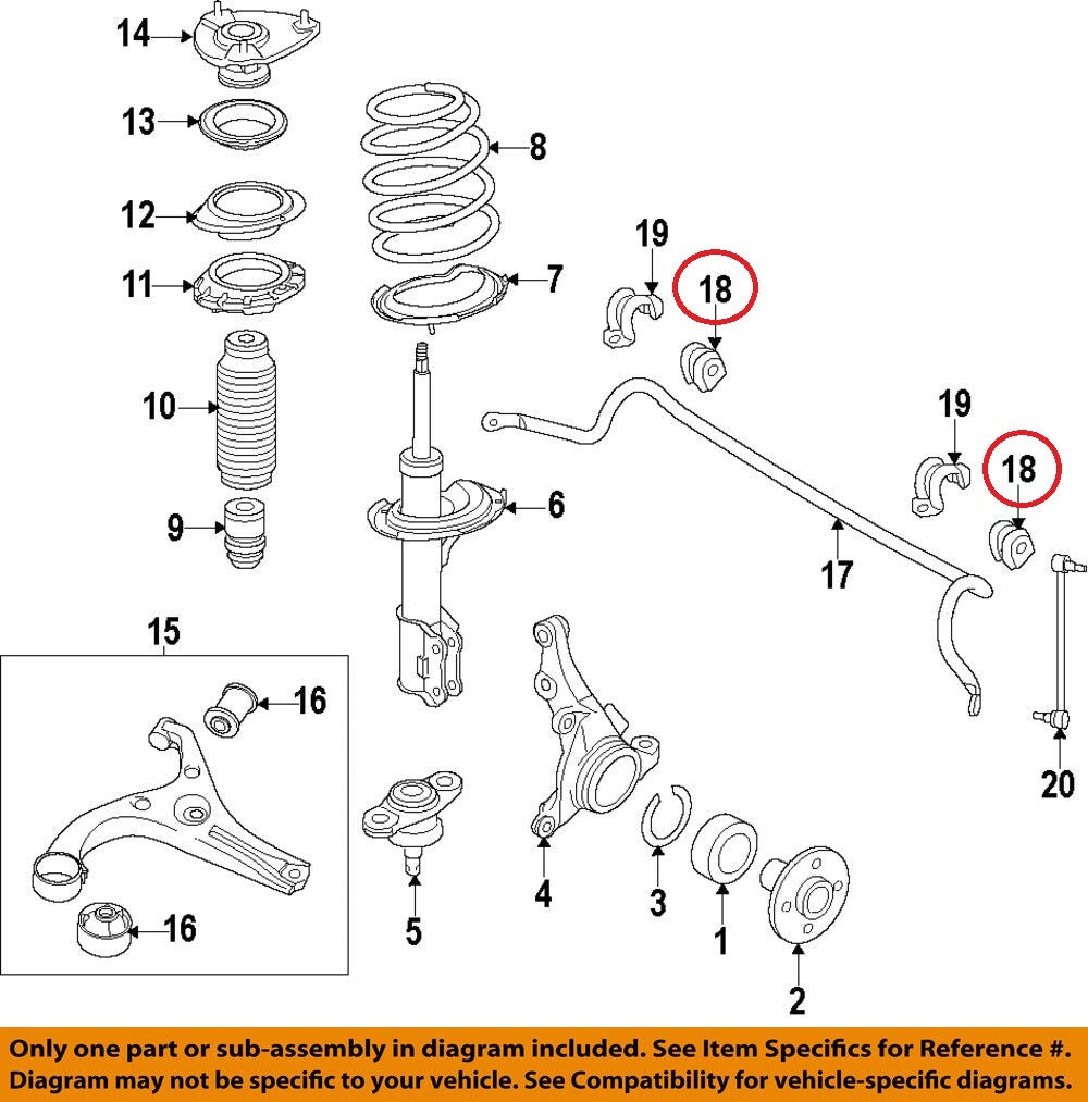 BUSH FRONT STABILIZER BAR GENUINE! VARIOUS HYUNDAI KIA 2013-2019 548132W100