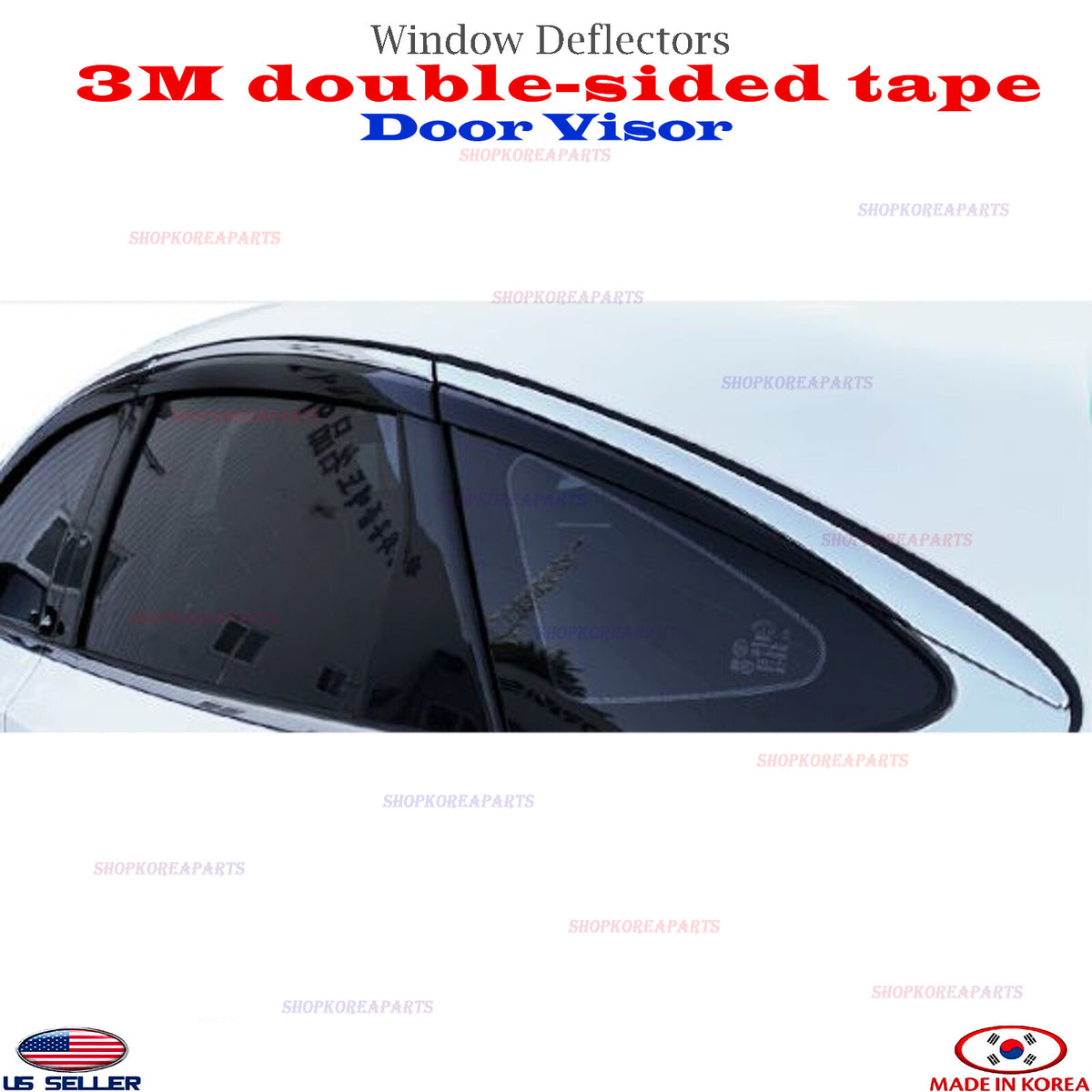 DOOR VISORS Chrome strip Smoke WINDOW VENT DEFLECTOR fits for SONATA 2020-2024