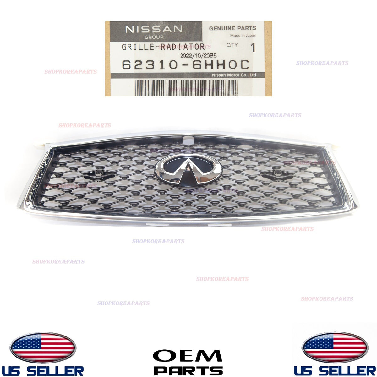 GENUINE Front Radiator Chrome Grille with Emblem OEM Infiniti Q50 2018-2023