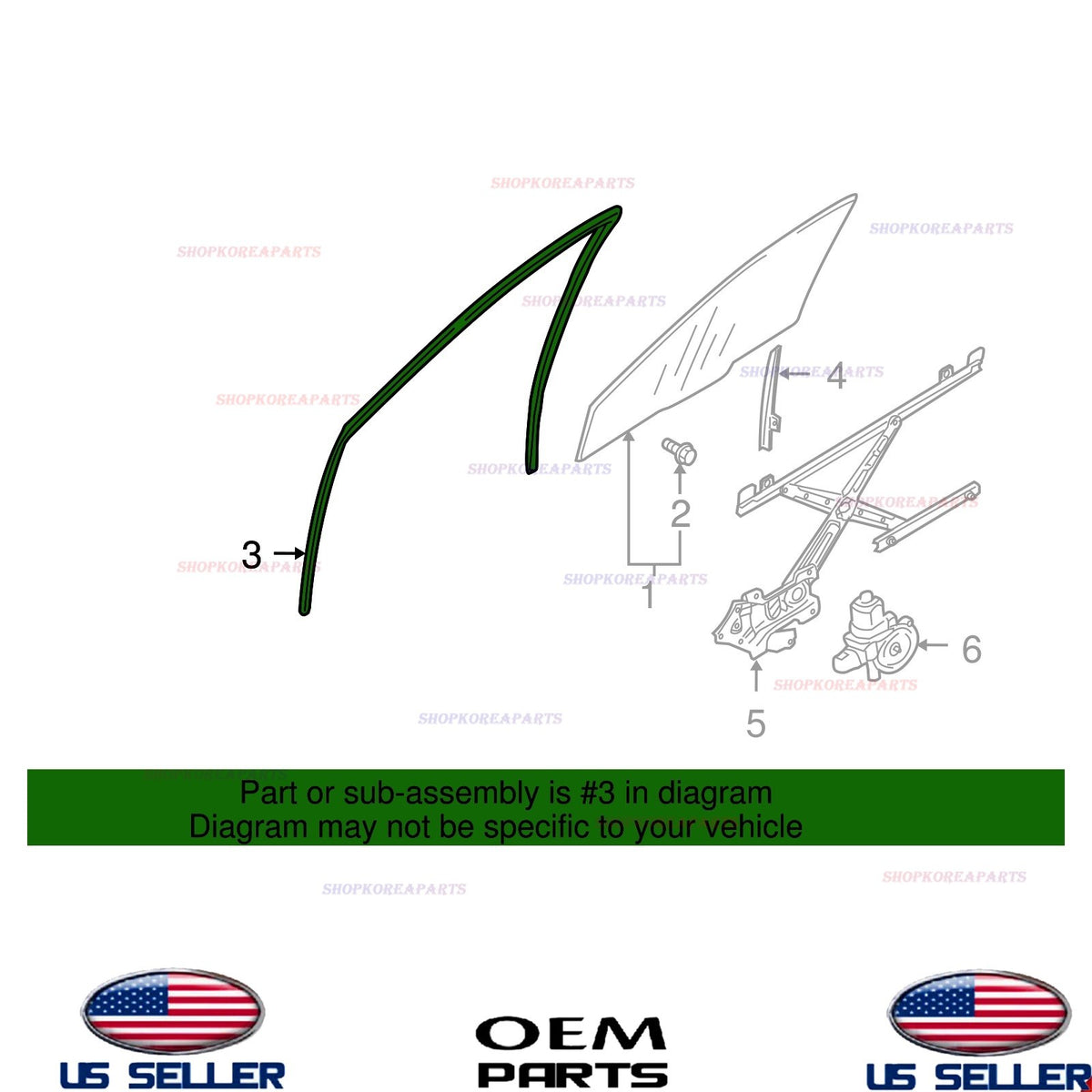 GENUINE Window Glass Run Channel Front Left Driver Side Door 2008-2017 Lancer