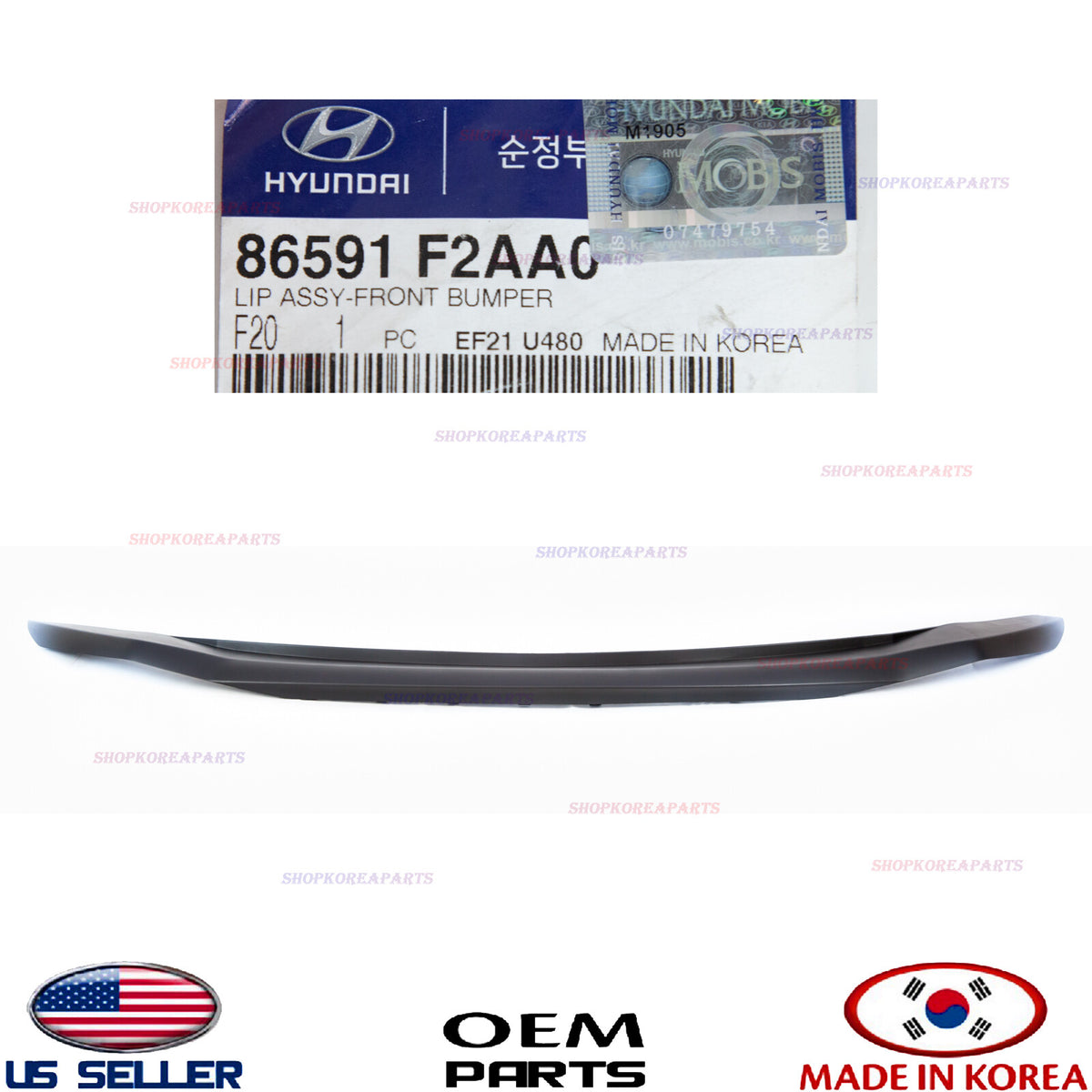 LOWER DEFLECTOR LIP FRONT BUMPER GENUINE! ELANTRA SEDAN 2019-2020 86591F2AA0