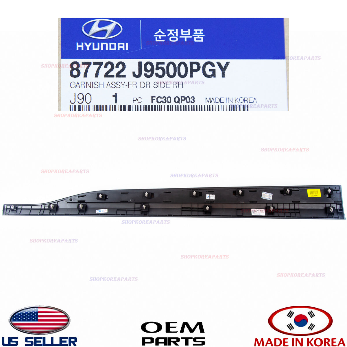 GENUINE Front Door Molding Garnish RIGHT Passenger Side ⭐OEM⭐ KONA 2018-2021