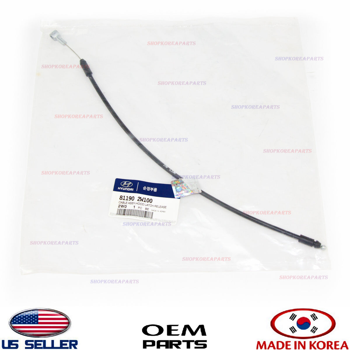 OEM Hood Latch Release Cable Short GENUINE HYUNDAI SANTA FE 2013-2018 811902W100