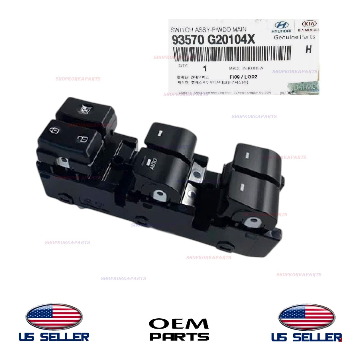 GENUINE Front LEFT Door Window Main Switch 2017-2022 Hyundai Ioniq 93570-G20104X