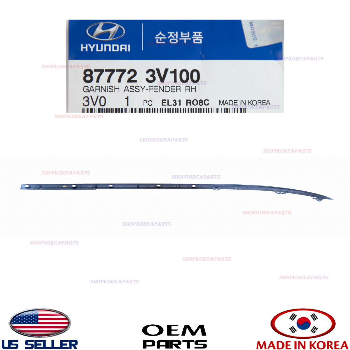 GENUINE Fender Molding Right Passenger Side (Satin) OEM Hyundai Azera 2012-2017