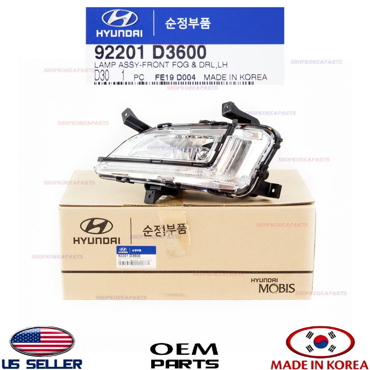 GENUINE OEM Front Fog & DRL Lamp LEFT Driver Side 2019-2021 Hyundai Tucson