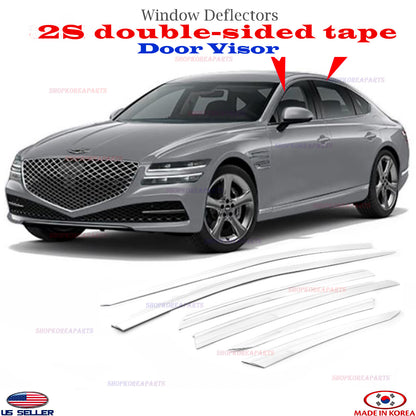 Chrome Window Door Visor Vent Shade Rain Guard fits for Genesis G80 2021-2026