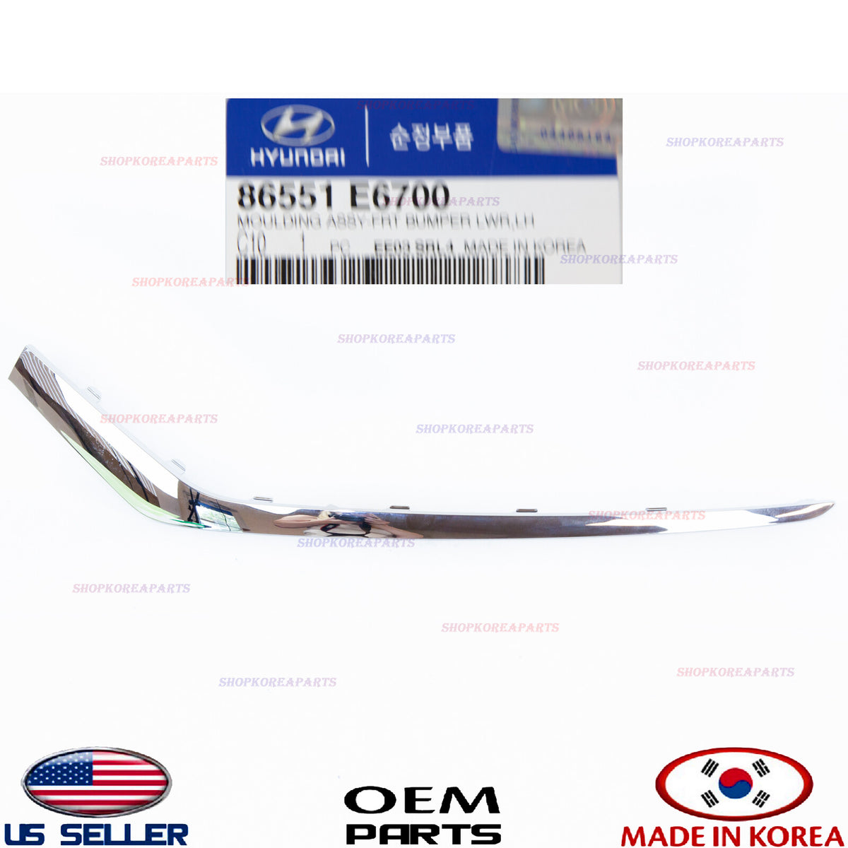 GENUINE Chrome Front Bumper Lower Molding Left Driver Side OEM Sonata SE 2018-19