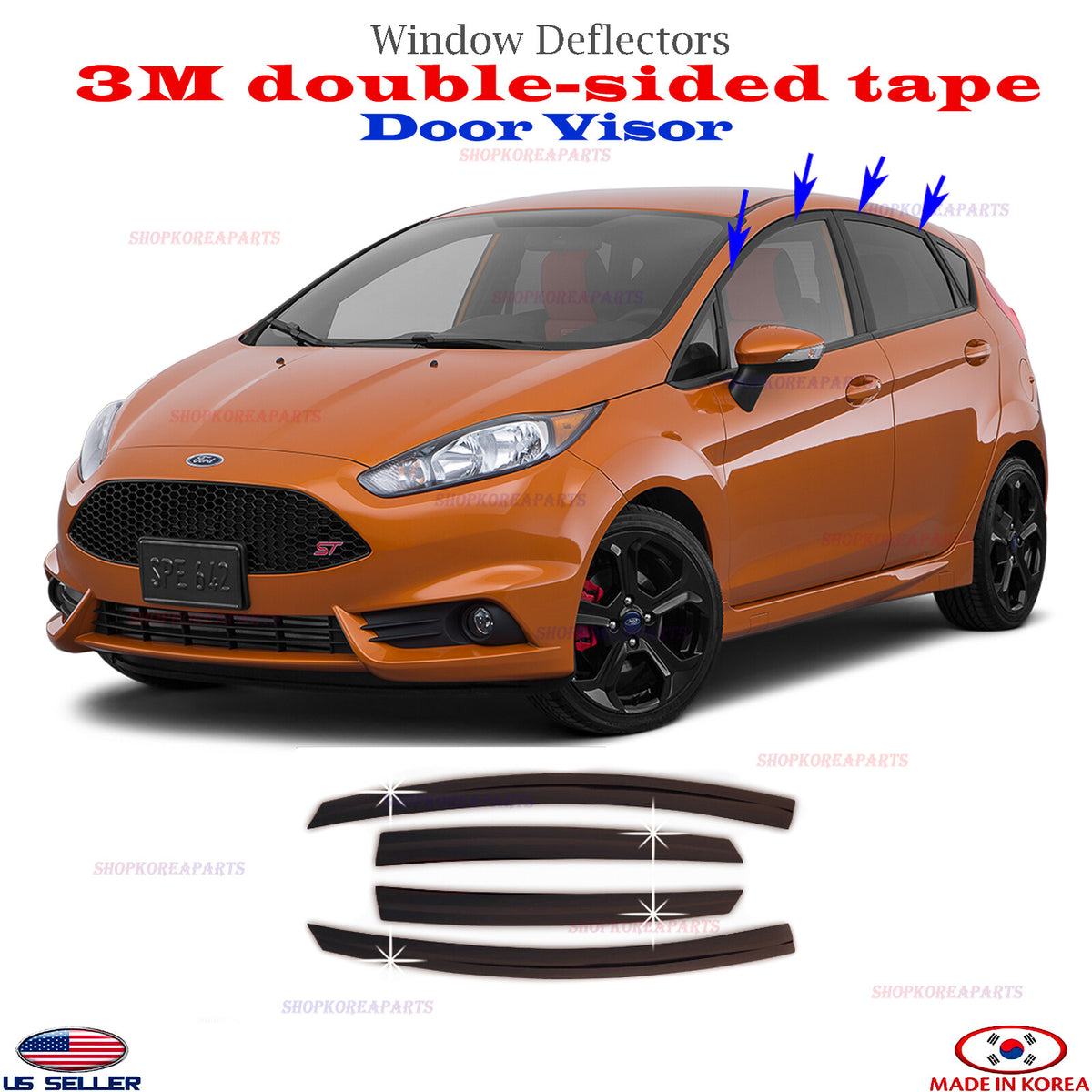 2S Smoke Door Visor Vent Window Deflector Ford Fiesta Hatchback 2017-2020 ⭐4pcs⭐