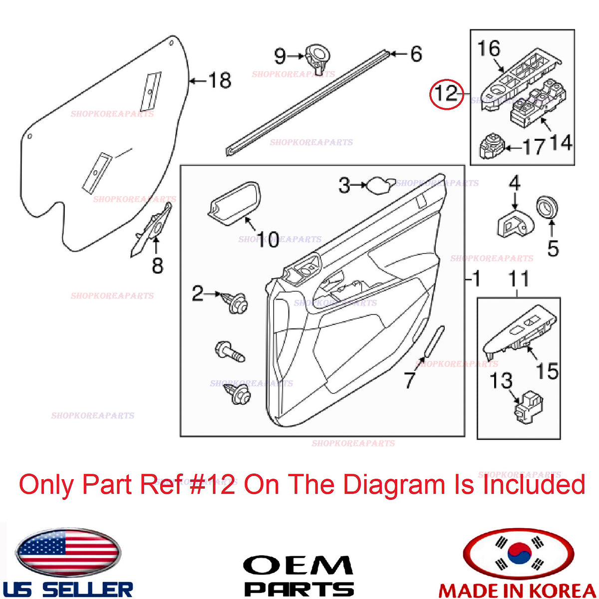 GENUINE Front Left Door Window Main Switch OEM Kia Sportage 11-16 AUTO DOWN ONLY