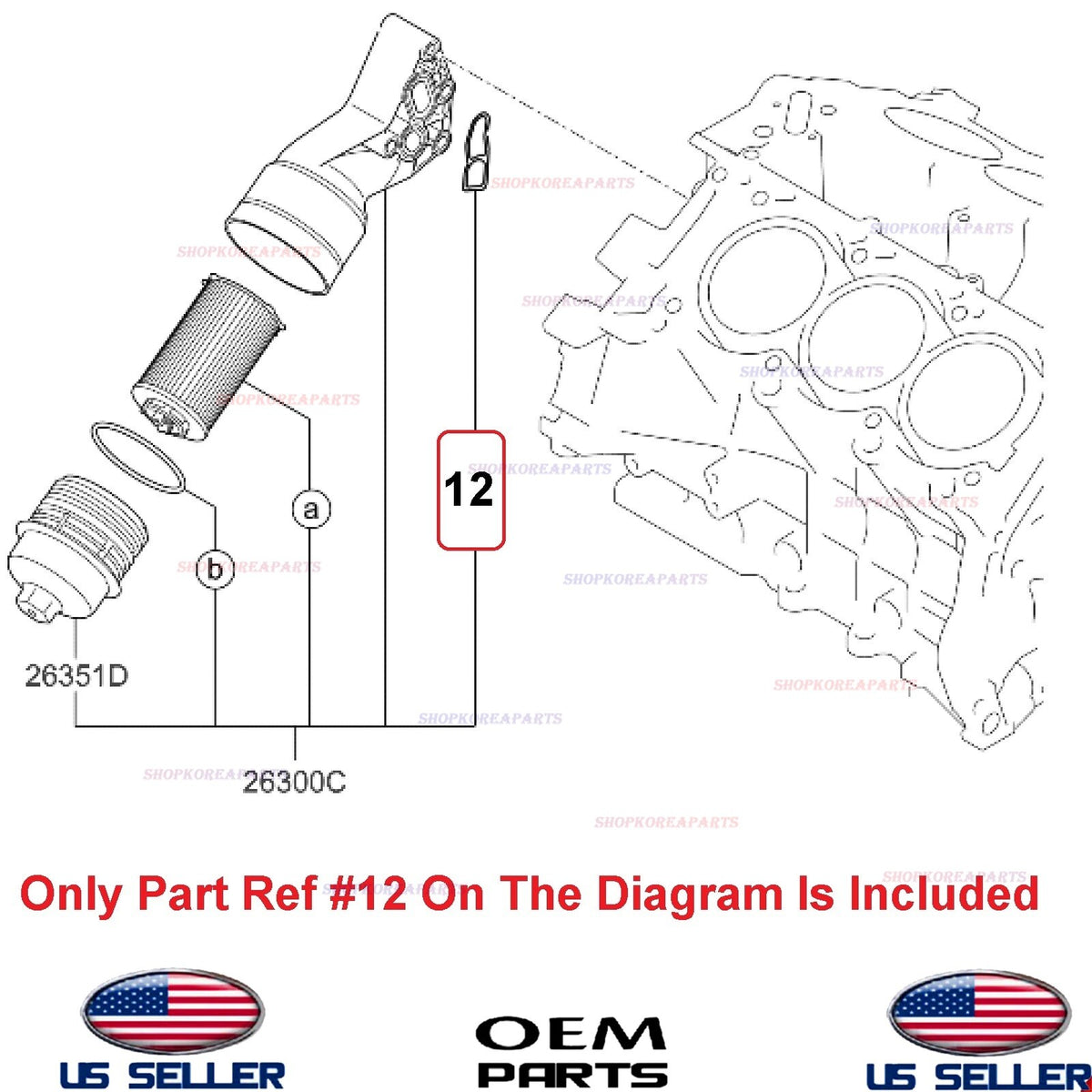 GENUINE Engine Oil Filter Housing Gasket 2014-25 Hyundai Kia 3.3L 3.8L See List