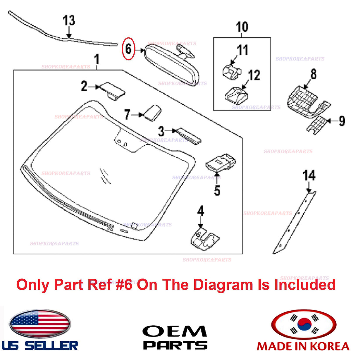GENUINE Inside Rear View Interior Mirror ⭐OEM⭐ HYUNDAI KIA *See compatibility