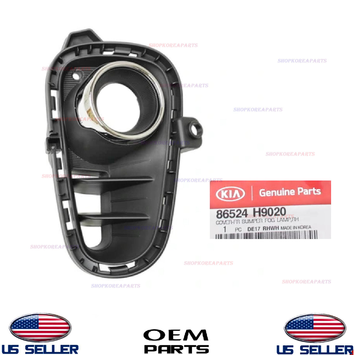 GENUINE OEM Front RIGHT Passenger Bumper Fog Lamp Cover 2018-2020 Kia Rio