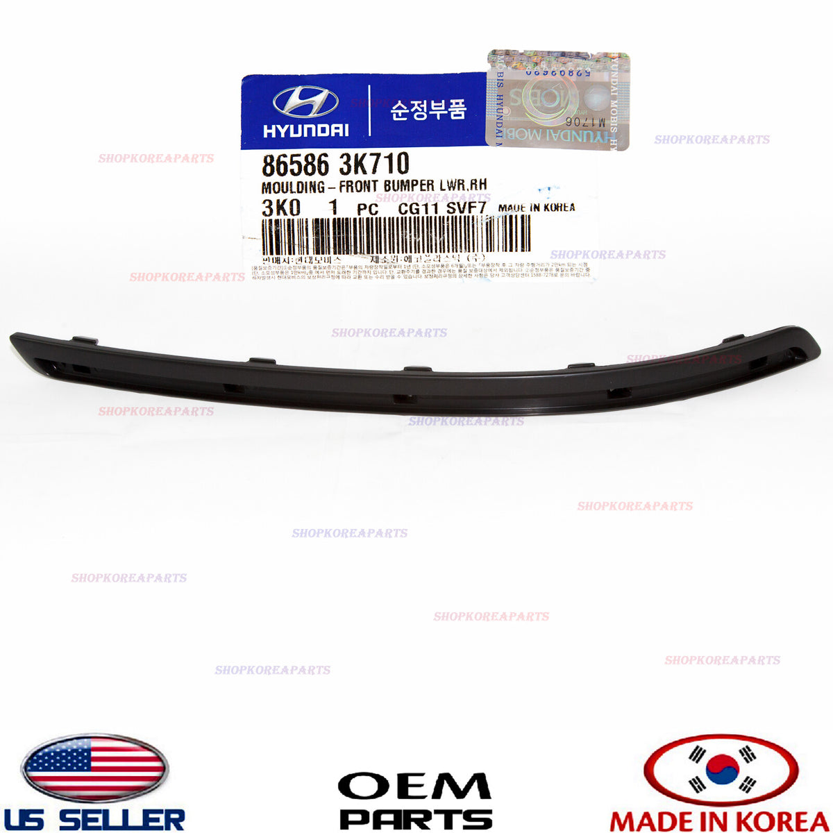 Outer Bumper Trim Molding RIGHT FRONT OEM HYUNDAI SONATA 2009-2010 865863K710