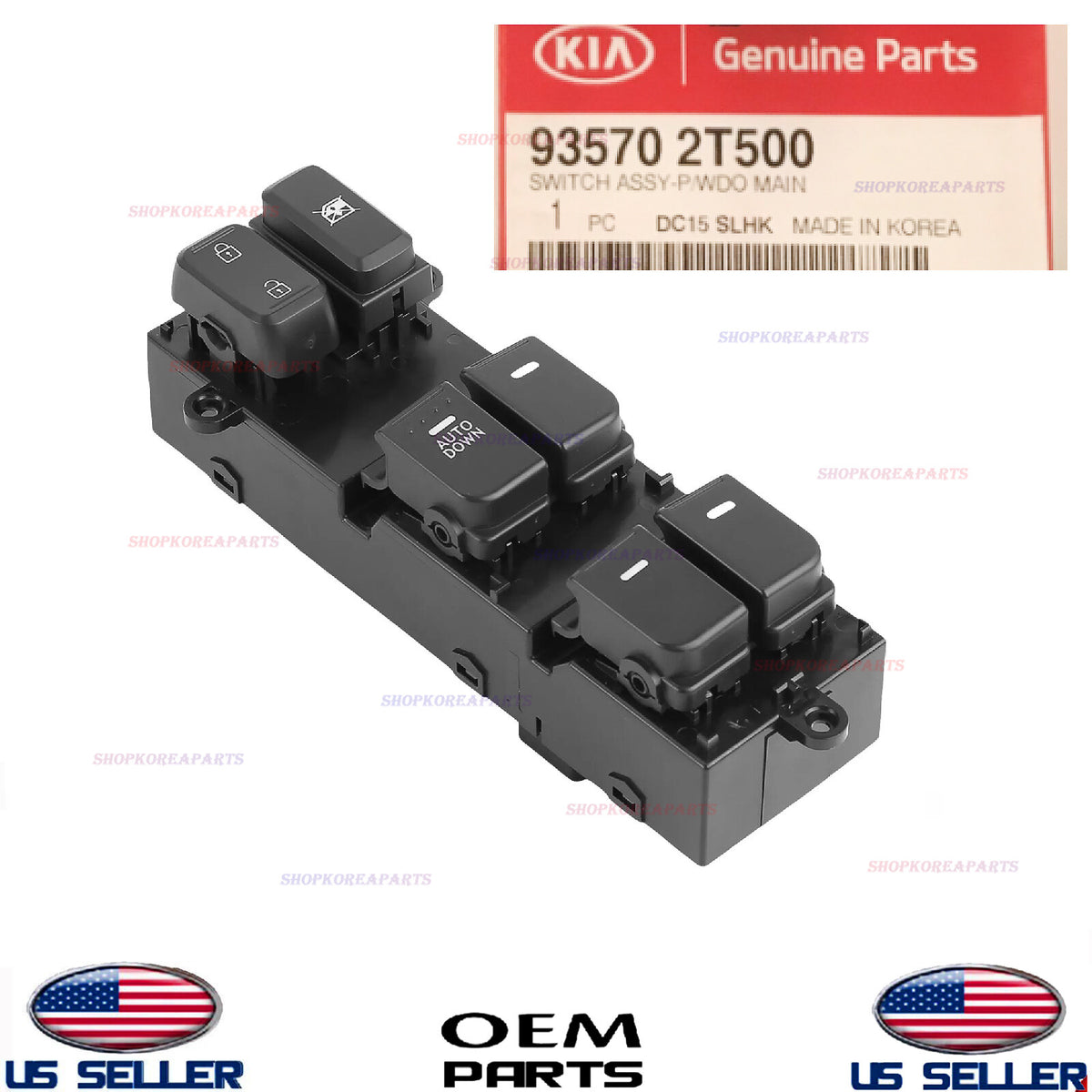 GENUINE Front Left Door Window Main Switch OEM Kia Optima 2014-15 W\O AUTO DOWN