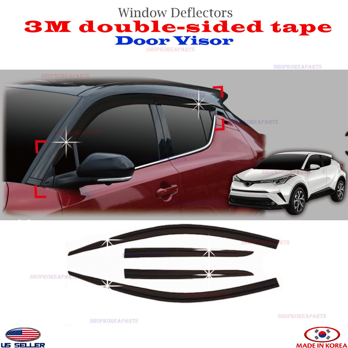 FOR 2018-2021 TOYOTA C-HR CHR TRIM WINDOW VISOR VENT SHADE RAIN GUARD DEFLECTOR