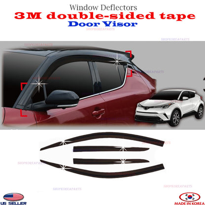 FOR 2018-2021 TOYOTA C-HR CHR TRIM WINDOW VISOR VENT SHADE RAIN GUARD DEFLECTOR