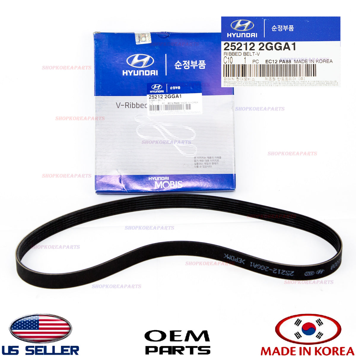 GENUINE Fan Drive Belt V-Ribbed OEM Hyundai Kia 2.0L 2.4L *See compatibility
