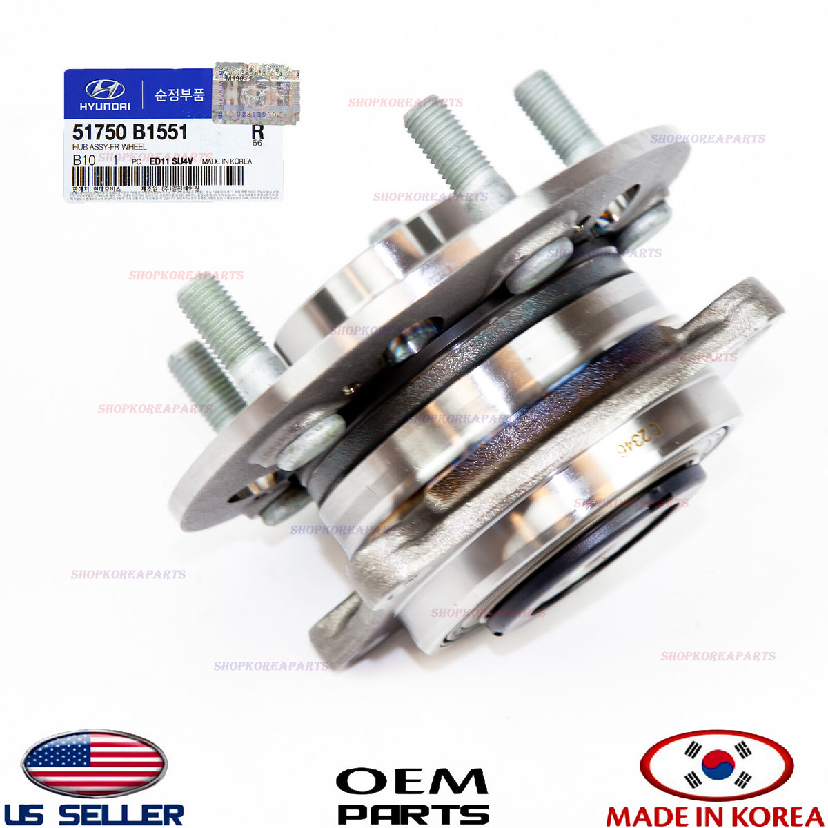 WHEEL HUB & BEARING FRONT GENUINE G80 GENESIS 3.8L 4WD 2015-2017 51750B1551