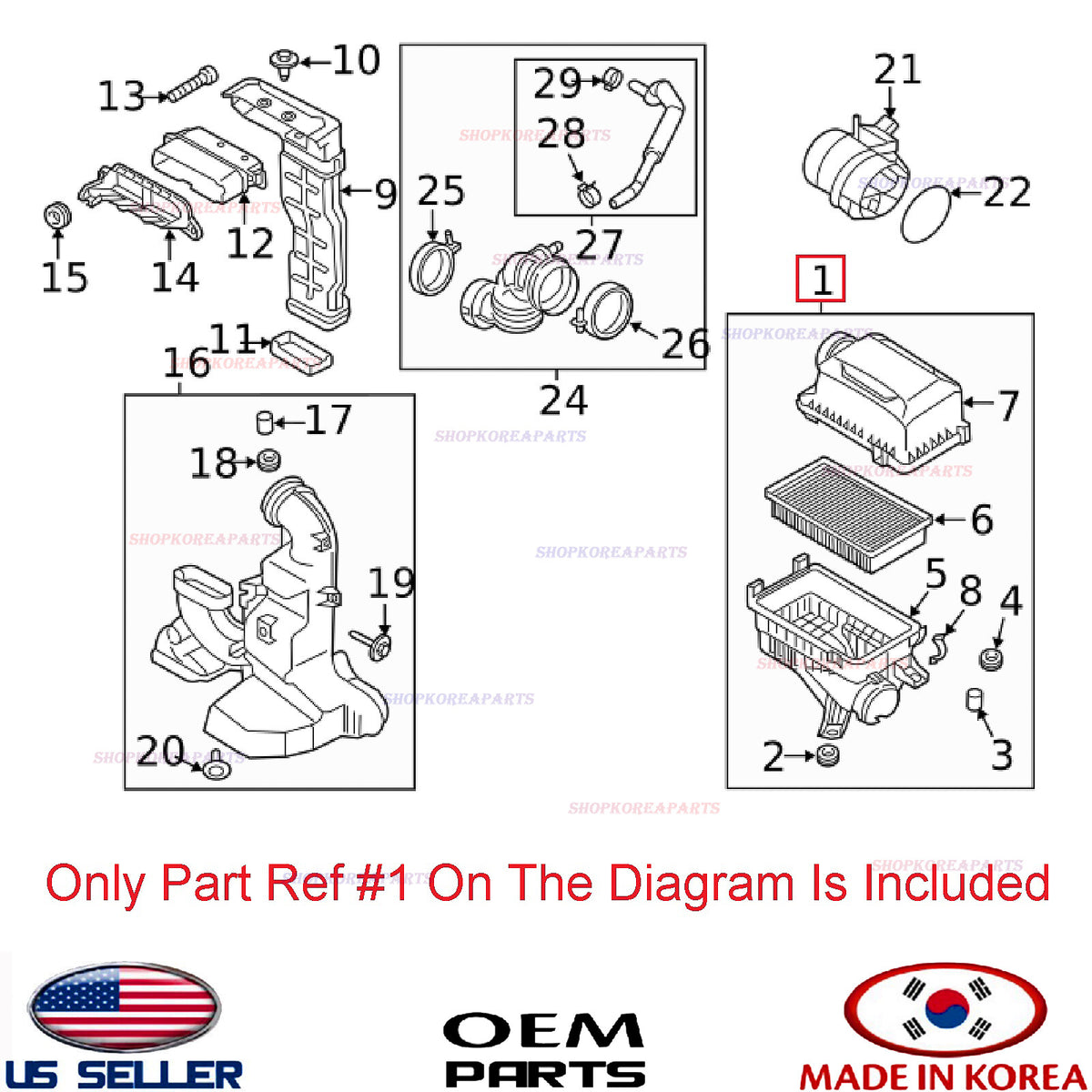 GENUINE Air Cleaner Box Air Intake Assy ⭐OEM⭐ RIO 2018-2023 ACCENT 2018-2022