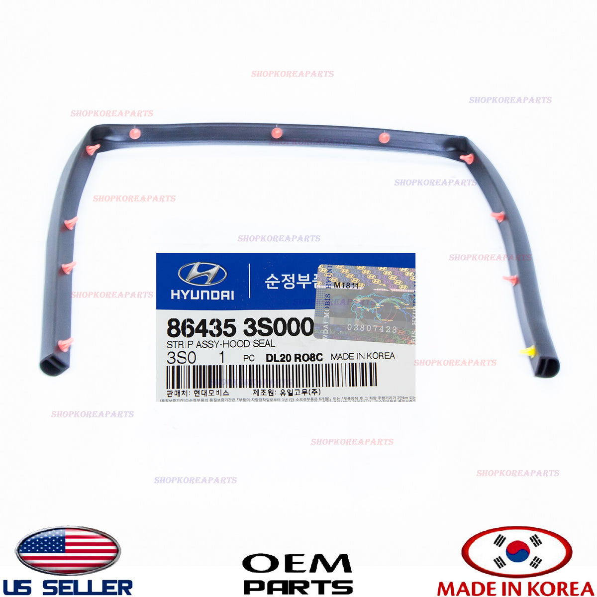 GENUINE OEM Front Hood Weatherstrip Seal 2011–2014 Hyundai Sonata 86435-3S000