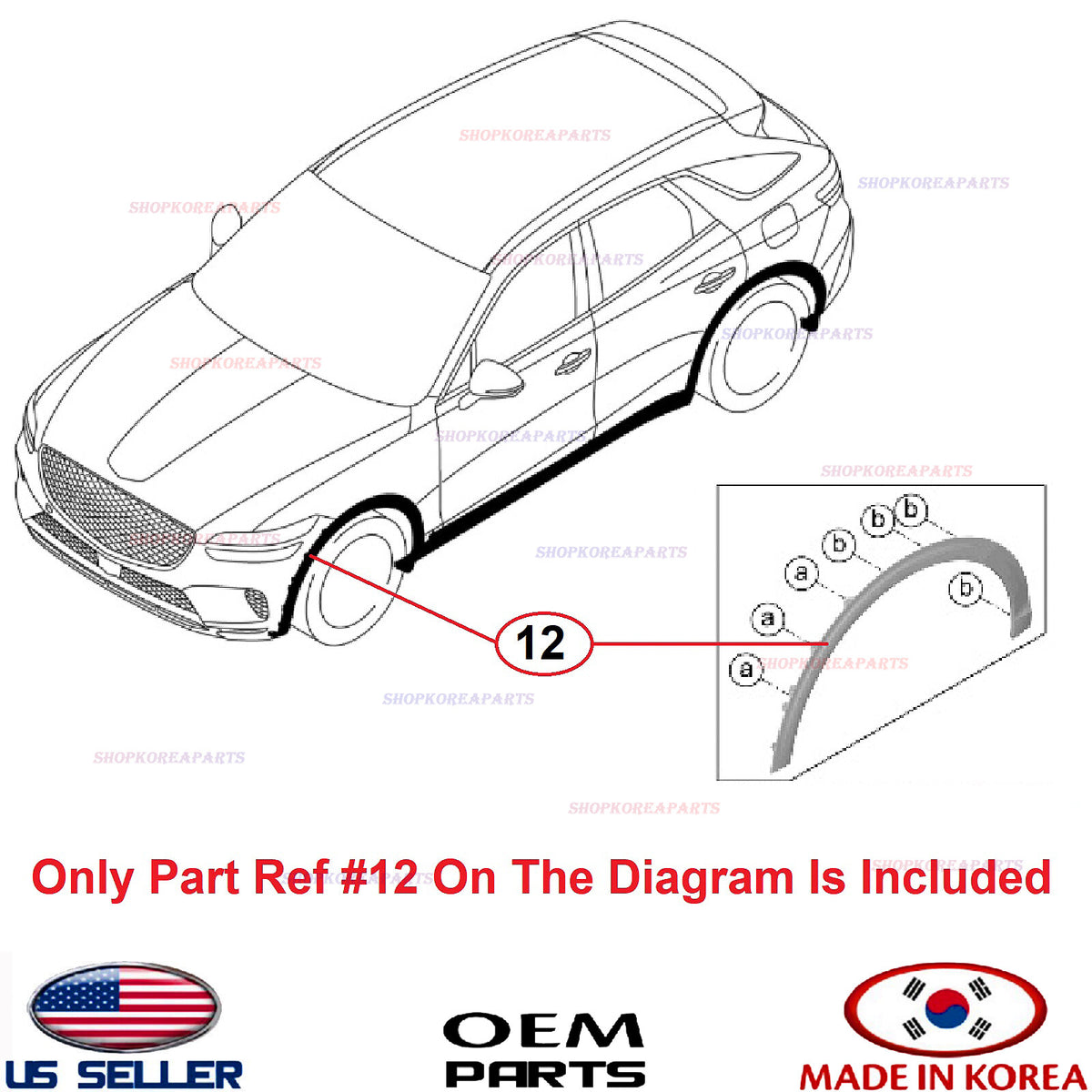 GENUINE Black Front Fender Wheel Molding RIGHT Passenger Side GV70 Sport 2022-26