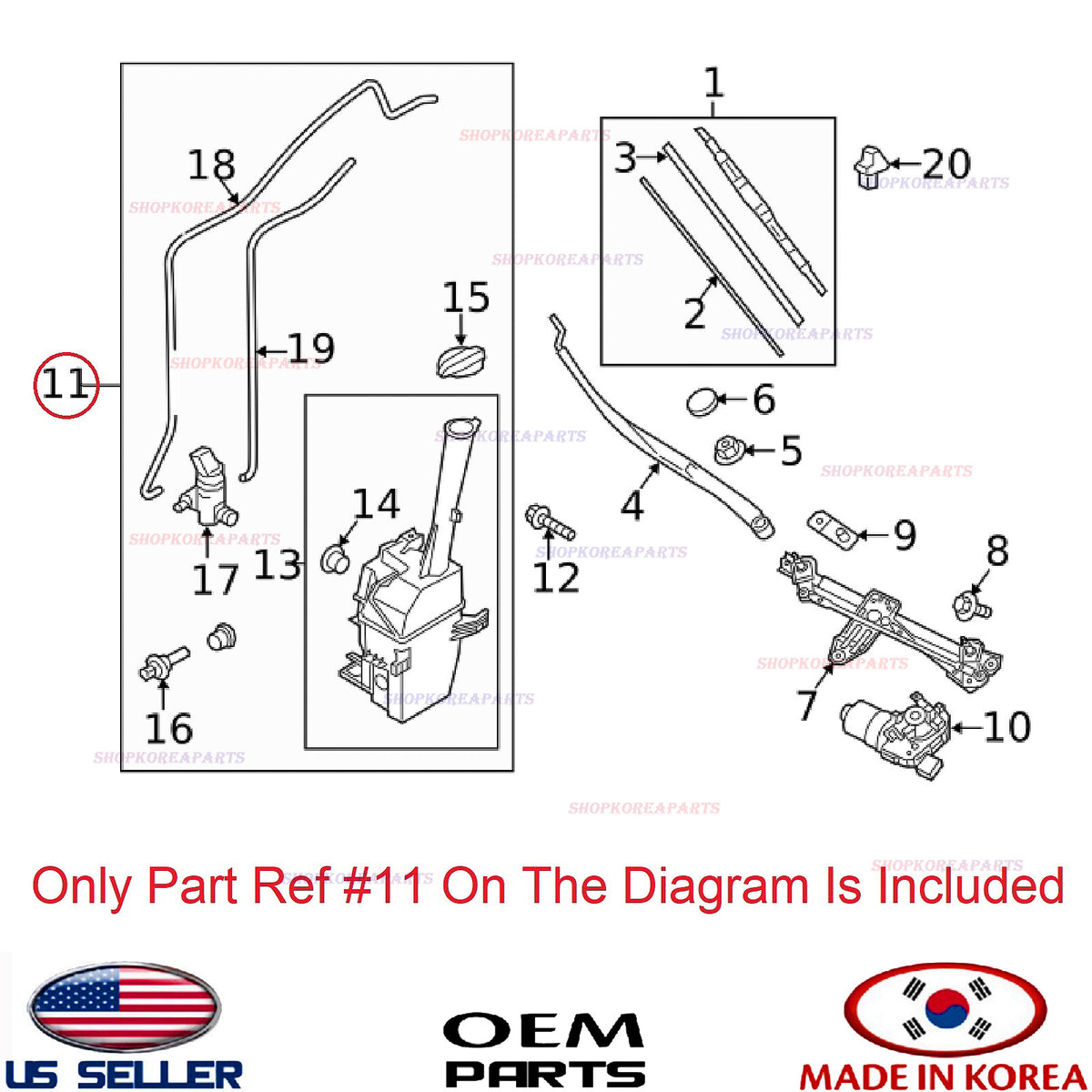 GENUINE OEM Windshield Water Reservoir Water Tank & Pump 2016-2020 Kia Sorento