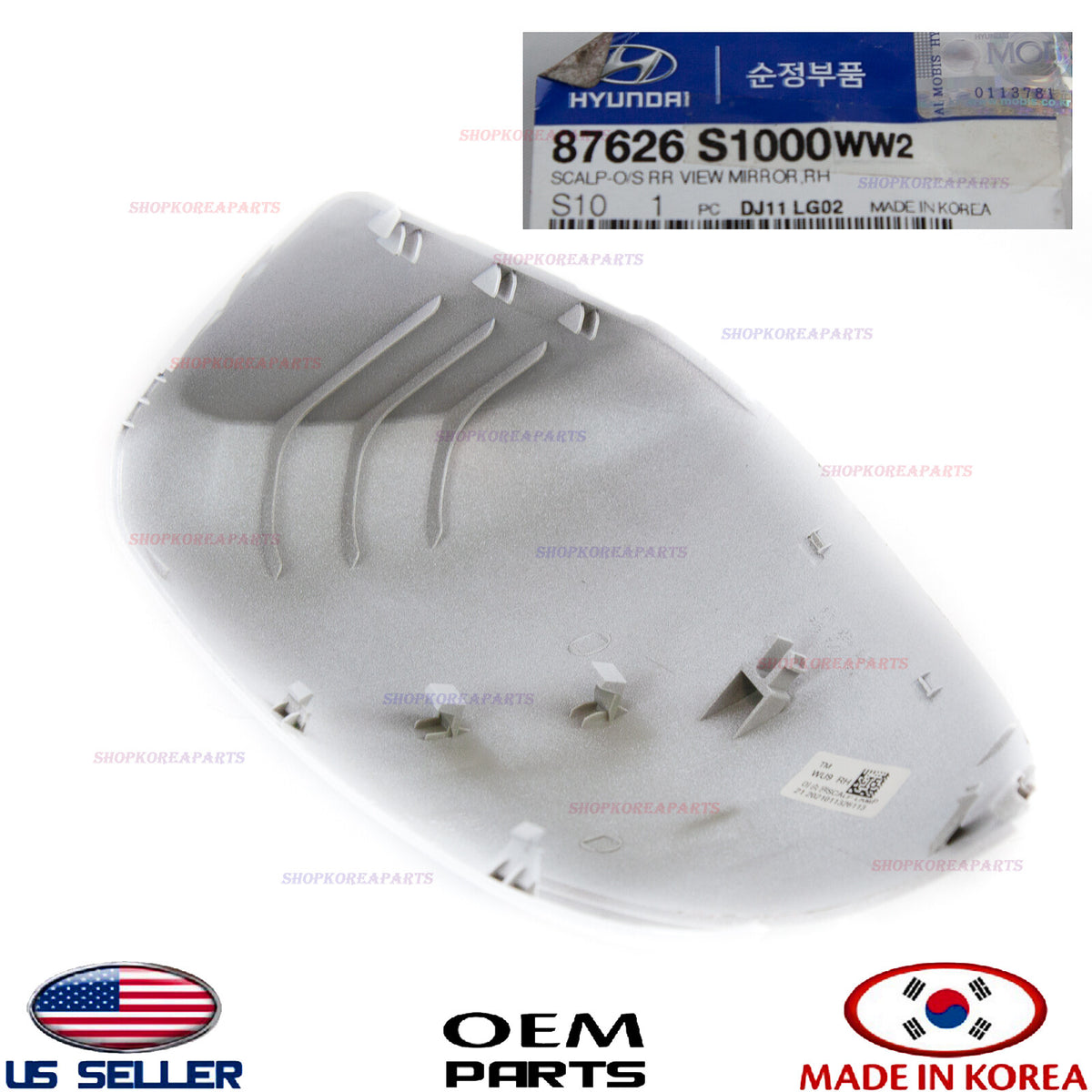 GENUINE Outside Mirror Cover Cap WHITE Right Passenger Side OEM SANTA FE 2019-23