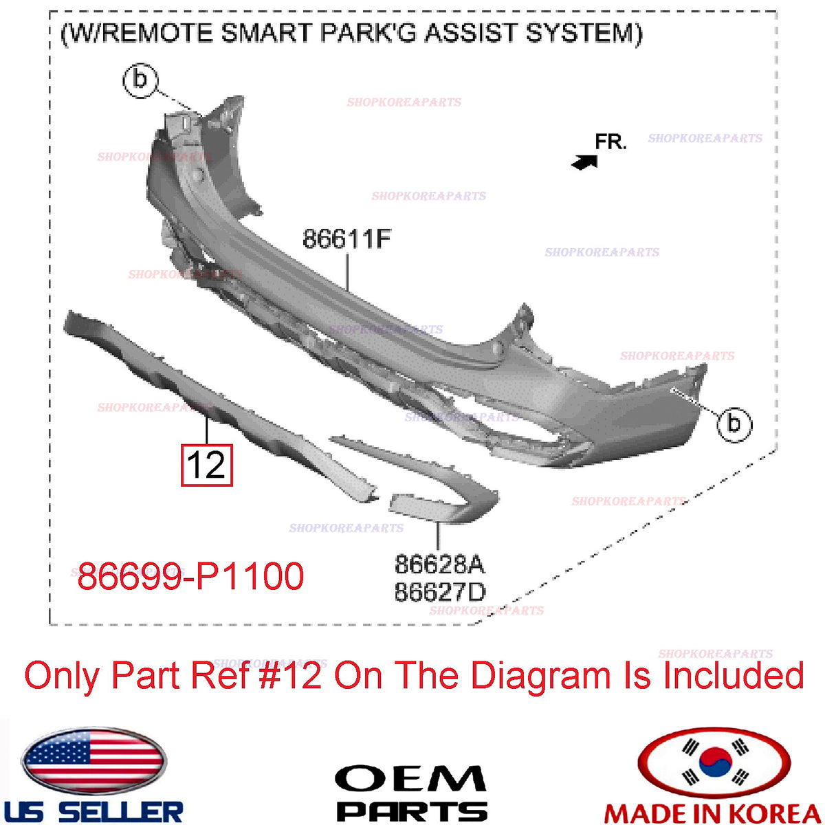 GENUINE Rear Bumper Lower Centr Molding Chrome ⭐OEM⭐ Kia Sportage Hybrid 2023-25