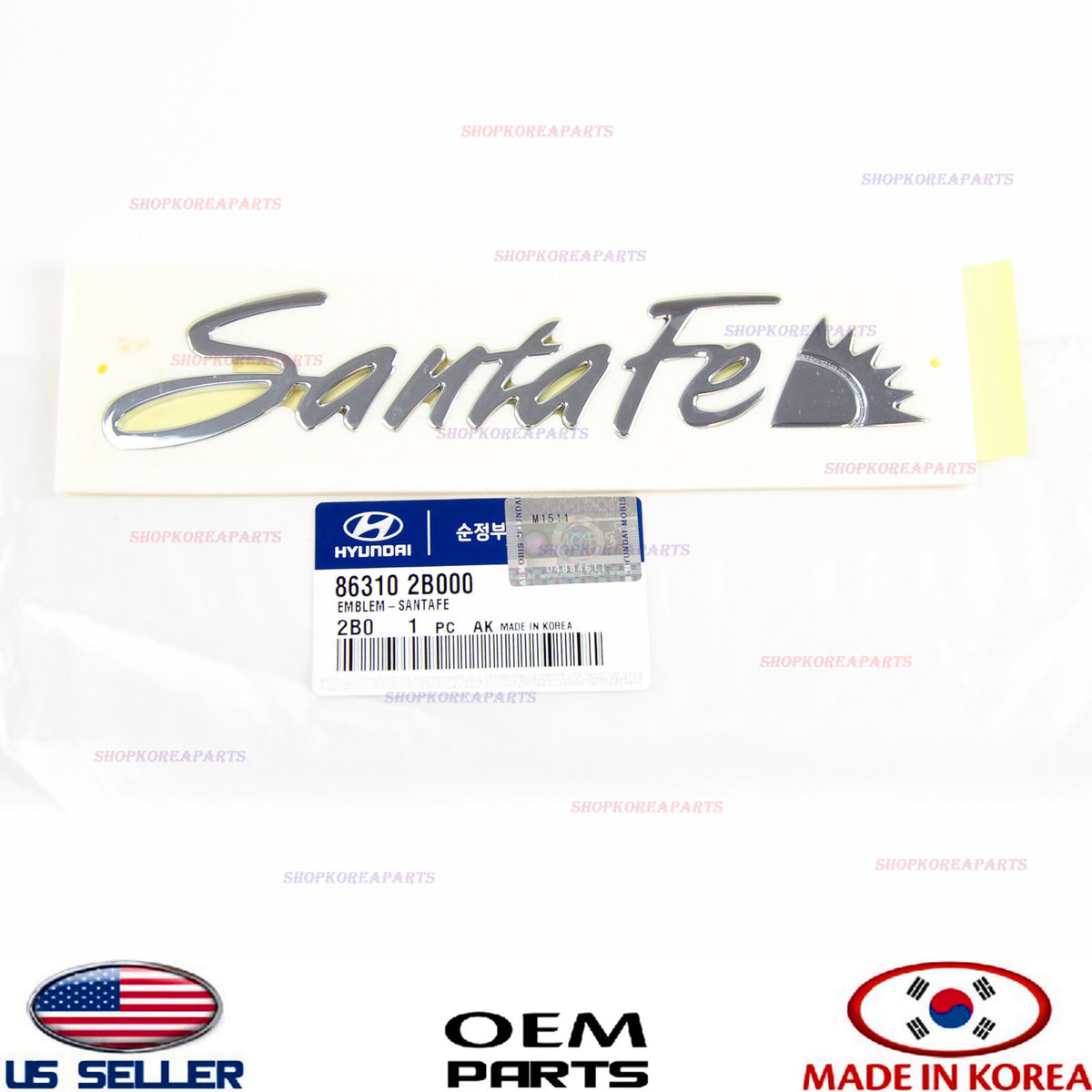 GENUINE OEM Rear Liftgate Nameplate Emblem 2007–2012 Hyundai Santa Fe 863102B000