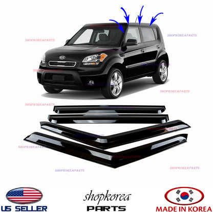 SMOKED DOOR VISOR WINDOW SUN RAIN WIND VENT DEFLECTOR fits KIA SOUL 2009-2013