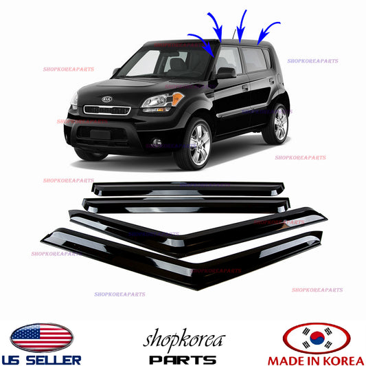 SMOKED DOOR VISOR WINDOW SUN RAIN WIND VENT DEFLECTOR fits KIA SOUL 2009-2013