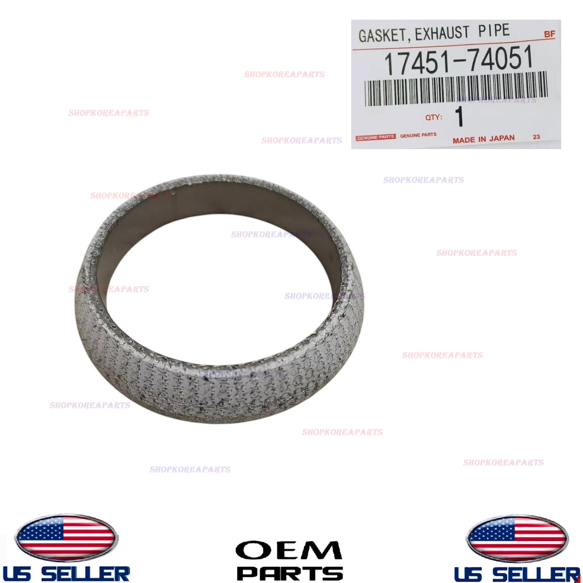 GENUINE Front Exhaust Pipe Gasket Muffler Seal OEM Toyota Lexus 17451-74051