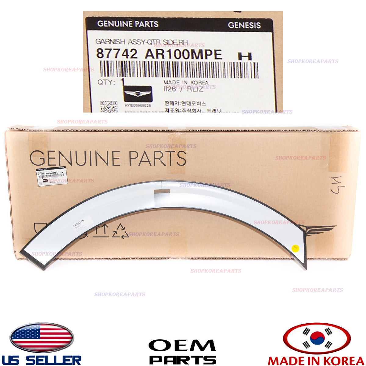 GENUINE Gray Mat Rear Fender Wheel Molding RIGHT Passenger Side GV70 Sport 22-26