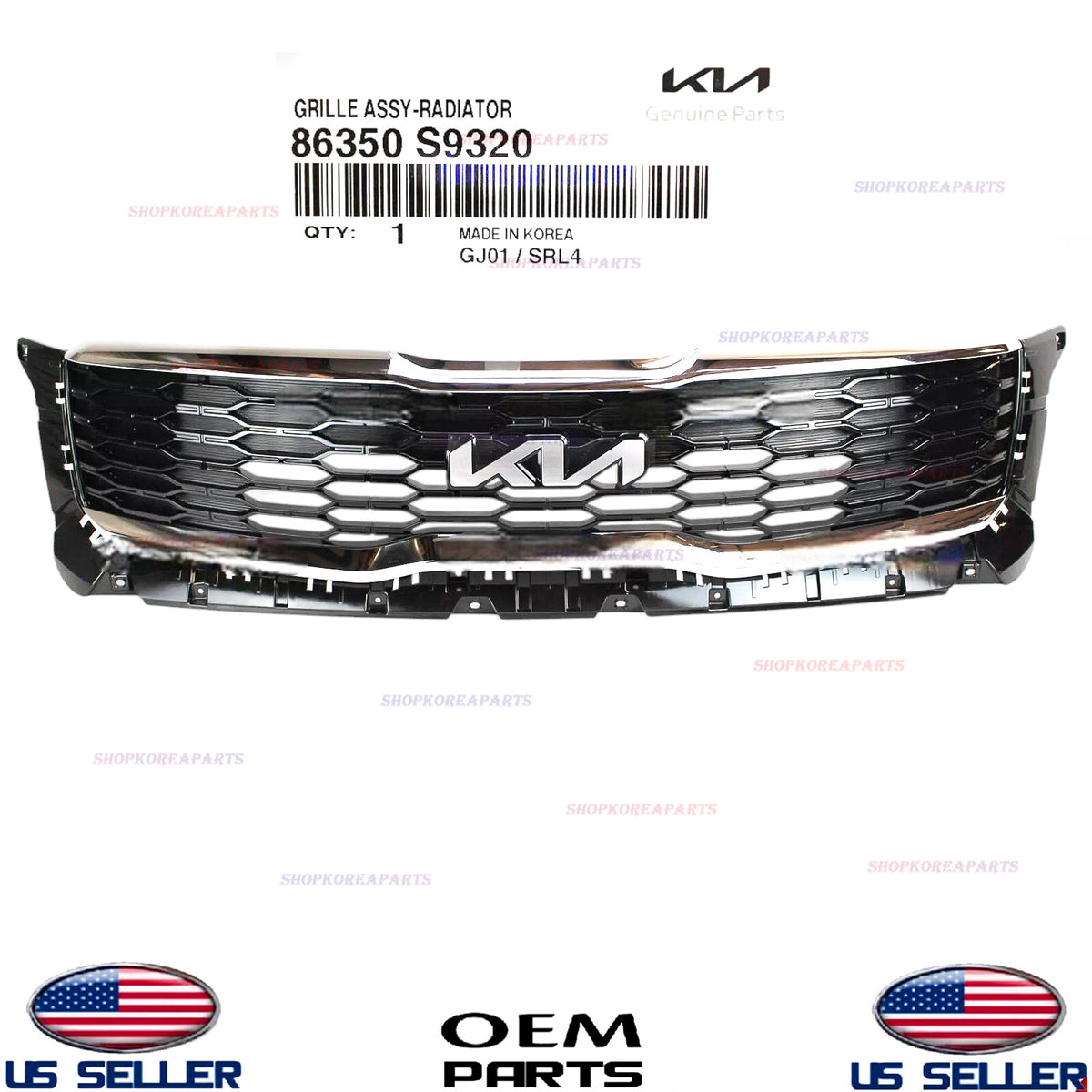 GENUINE OEM BLACK Front Bumper Radiator Grille 2020-22 Kia Telluride 86350S9320