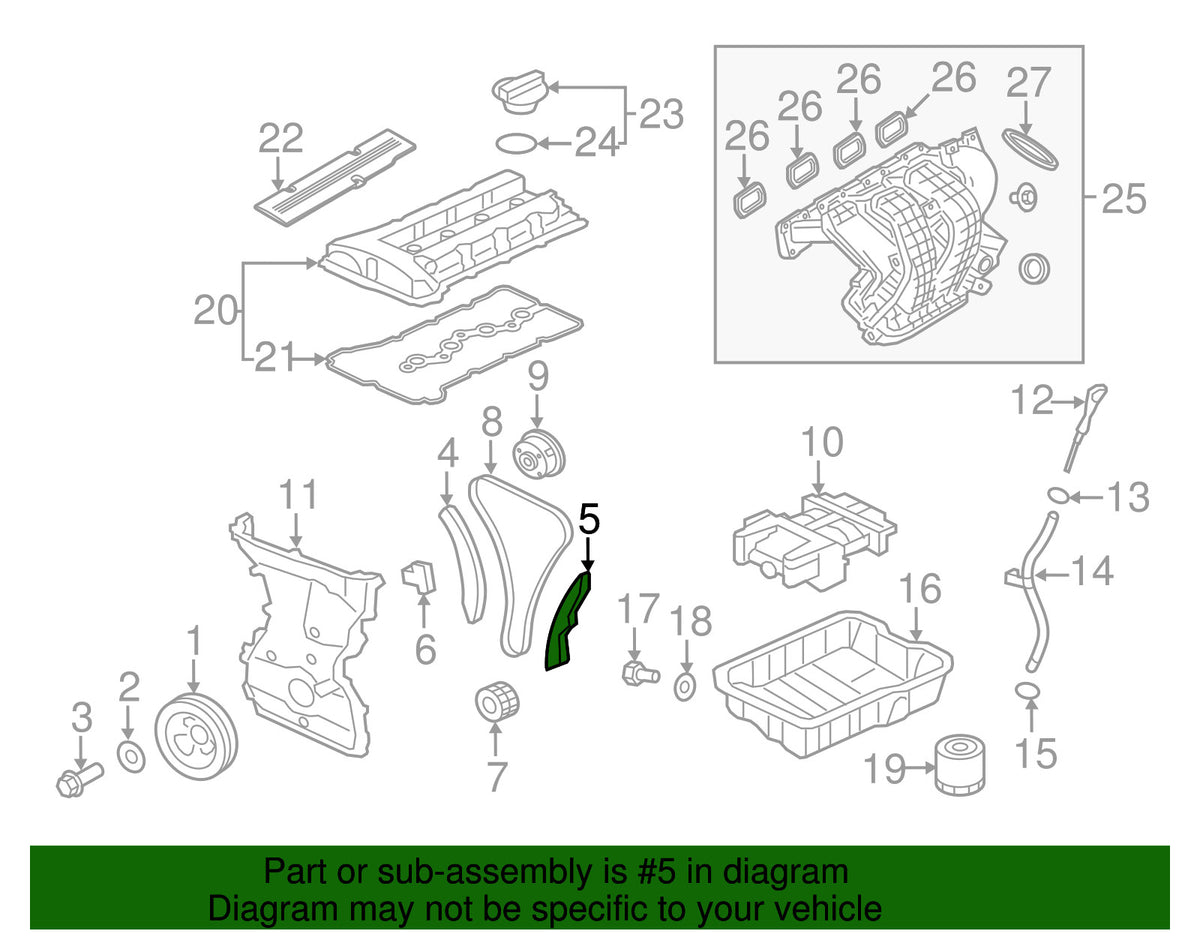 GENUINE OEM Engine Timing Chain Guide 2008-2025 Mitsubishi 2.0L 2.4L MN183892
