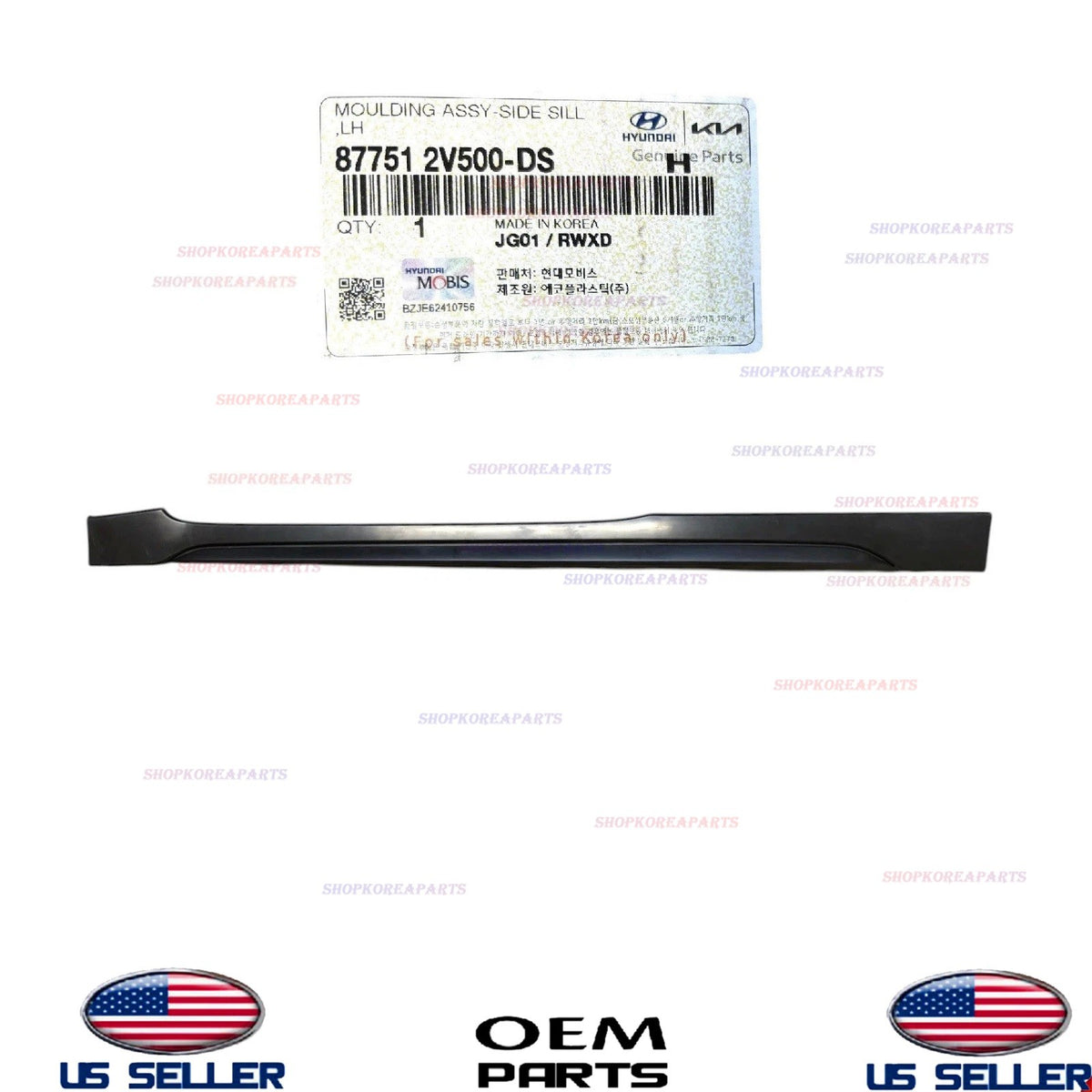 GENUINE OEM LEFT Driver Side Rocker Molding 2012-2017 Veloster 877512V500DS