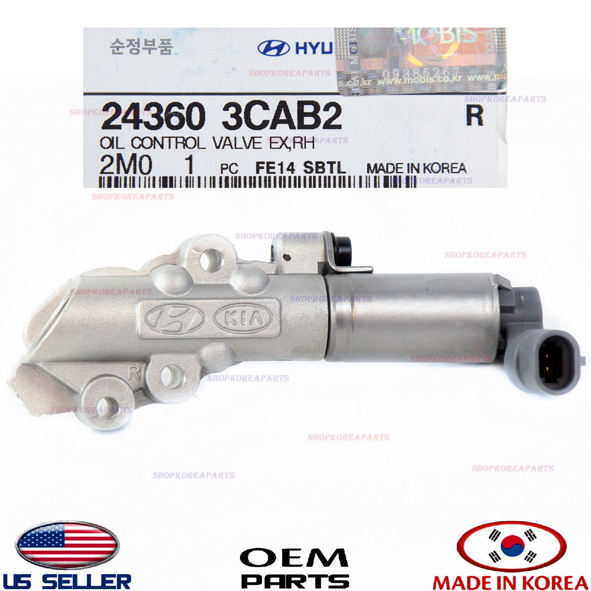 GENUINE OEM Right Exhaust Variable Valve Timing Solenoid Hyundai Kia 24360-3CAB2