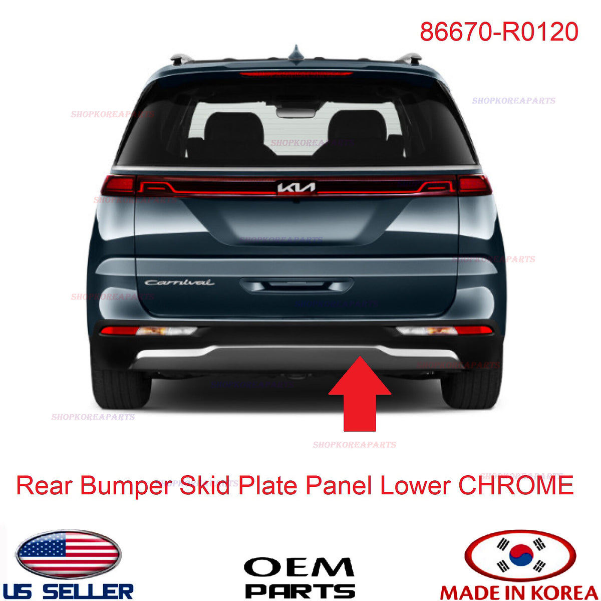 GENUINE Rear Bumper Skid Plate Panel Lower CHROME ⭐OEM⭐ Kia Carnival 2022-2024