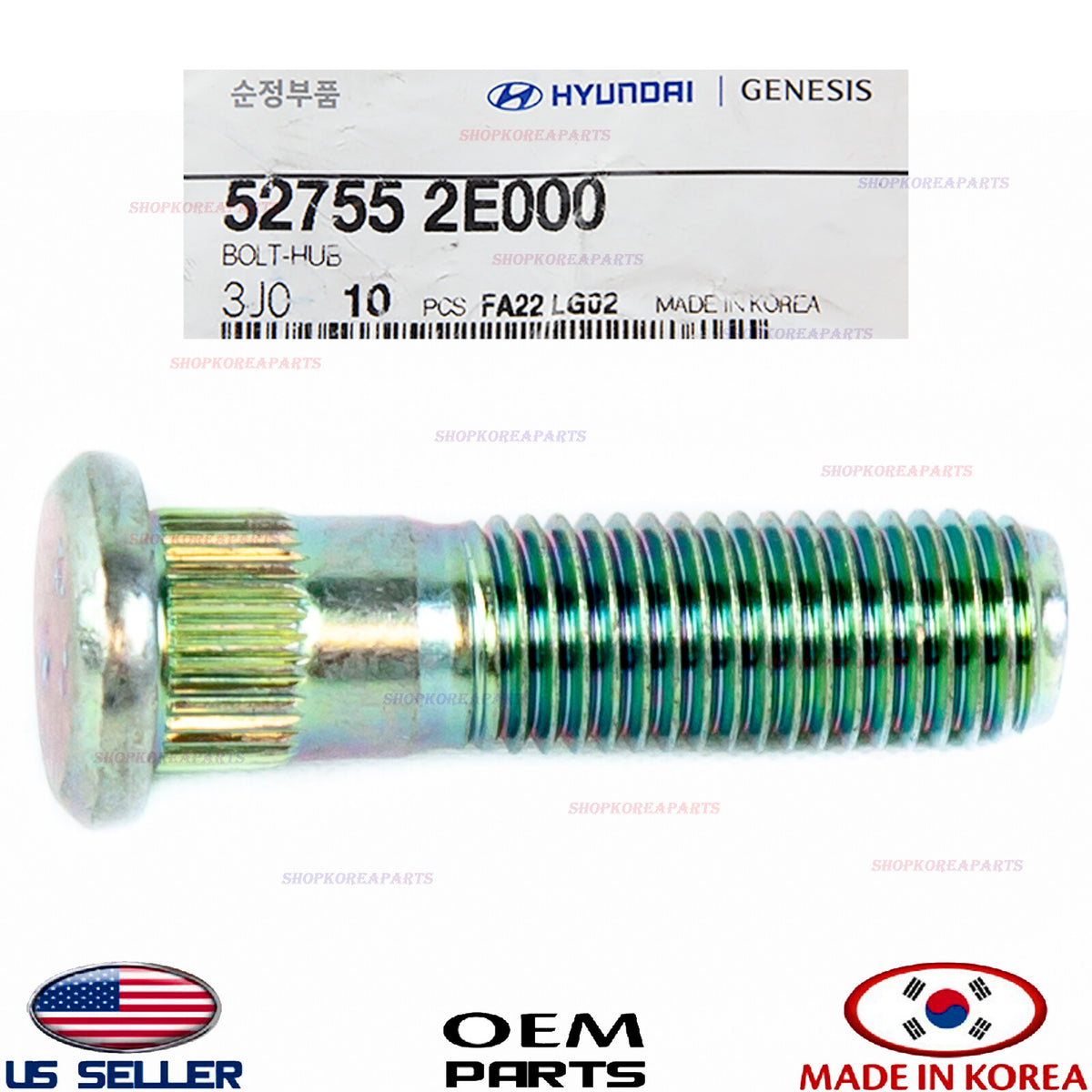 GENUINE OEM Hyundai Kia Wheel Stud Hub Bolt 1pcs *See compatibility 527552E000