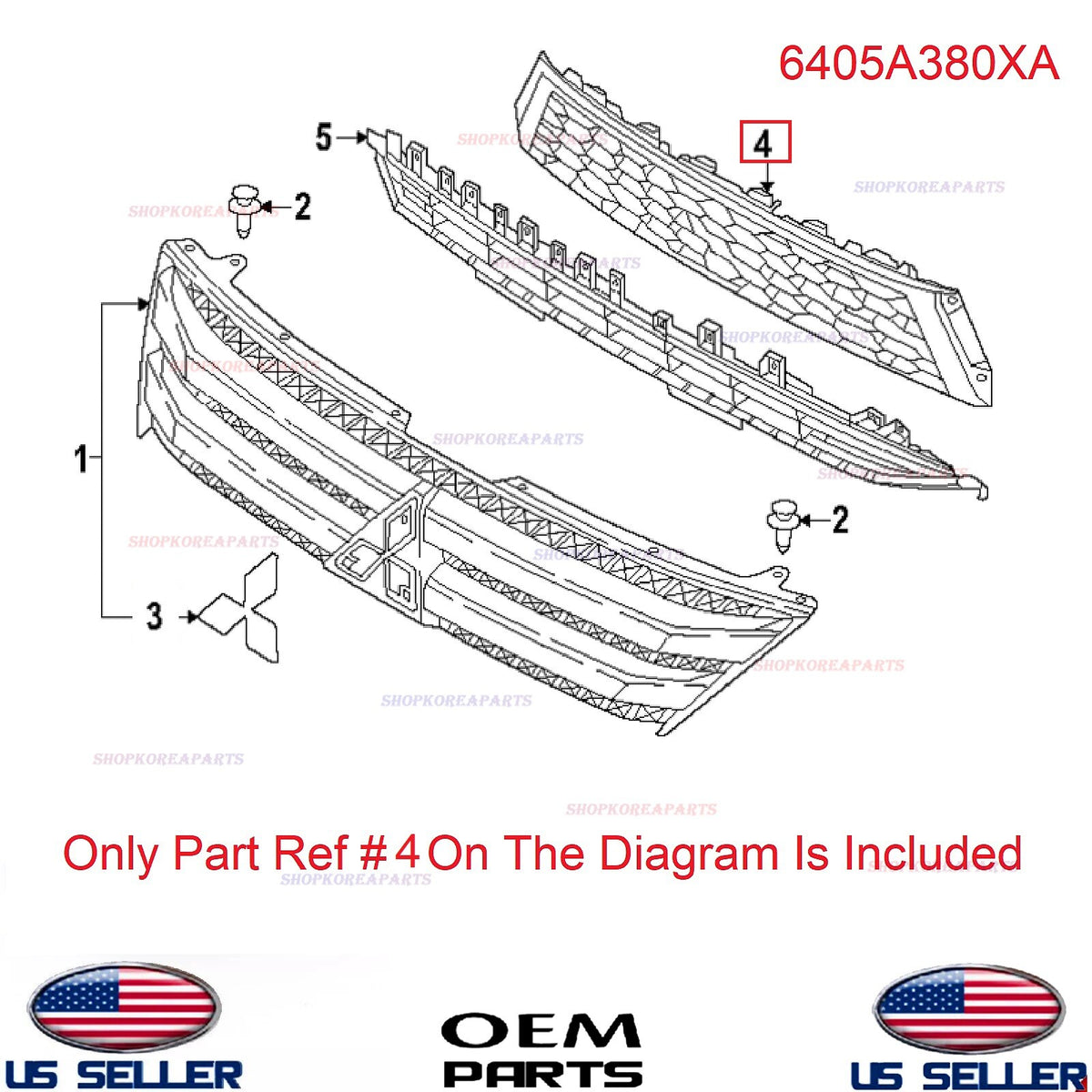 GENUINE OEM Front Center Grille 2022-2025 Mitsubishi Eclipse Cross 6405A380XA