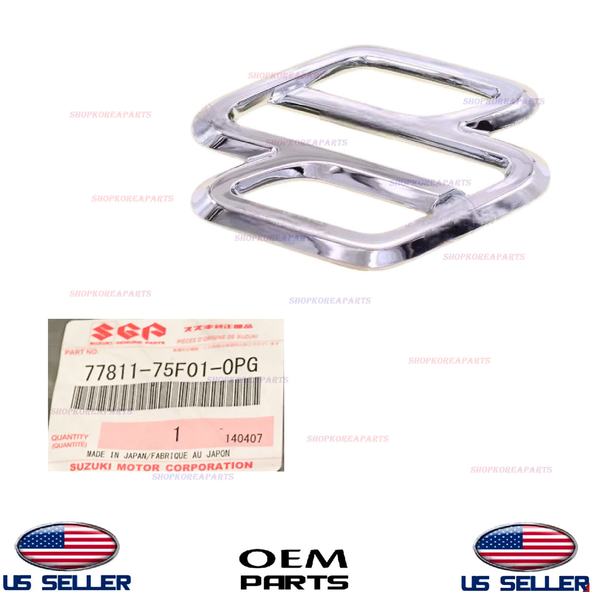 GENUINE OEM Front Grille "S" Emblem Suzuki *See List 77811-75F01-0PG