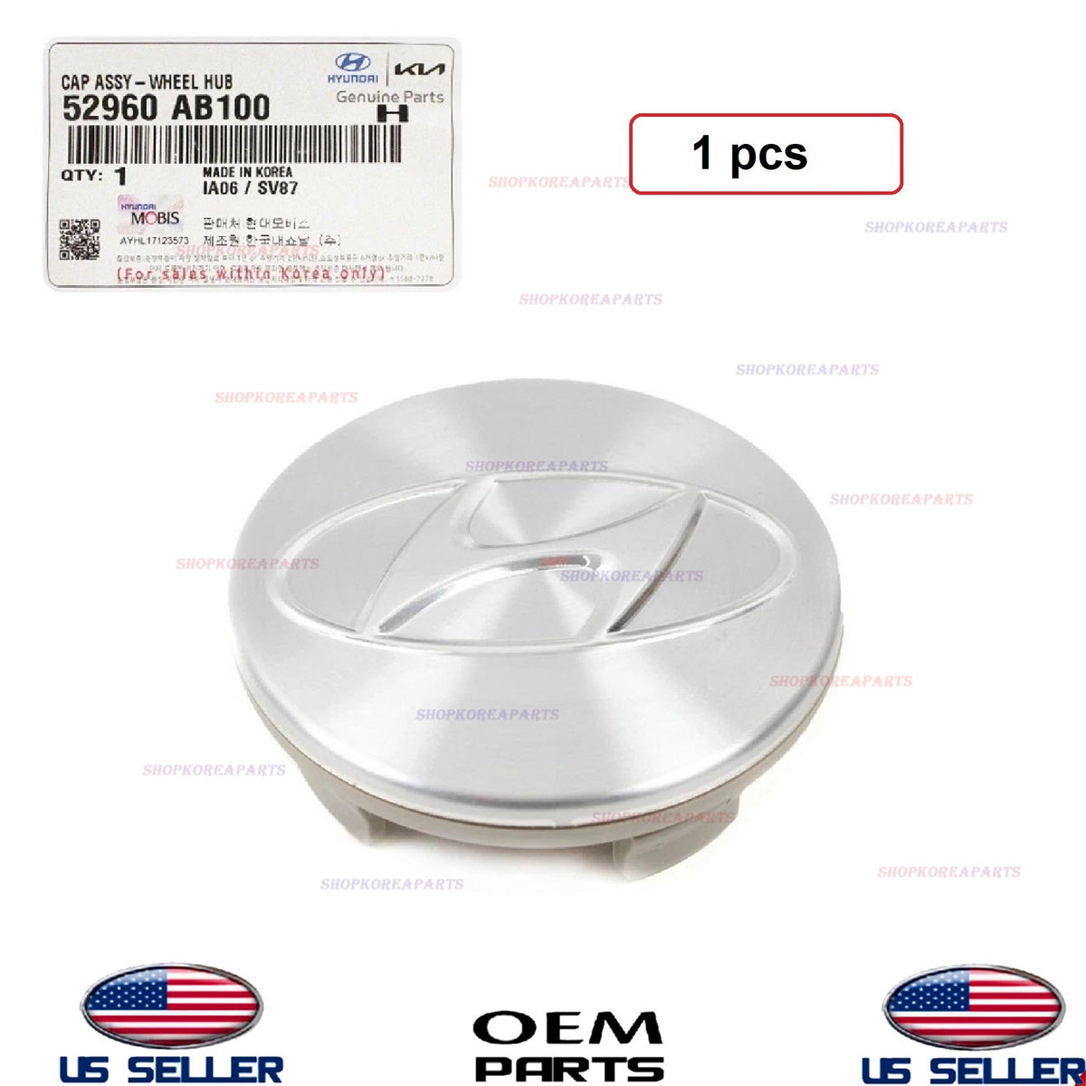 GENUINE OEM 15" Aluminum Wheel Center Cap 2021-2023 Hyundai Elantra 52960-AB100