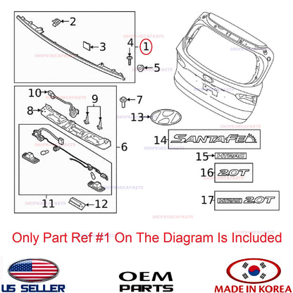 GENUINE Rear Trunk Tailgate Molding Dark Chrome ⭐OEM⭐ HYUNDAI SANTA FE 2019-2020