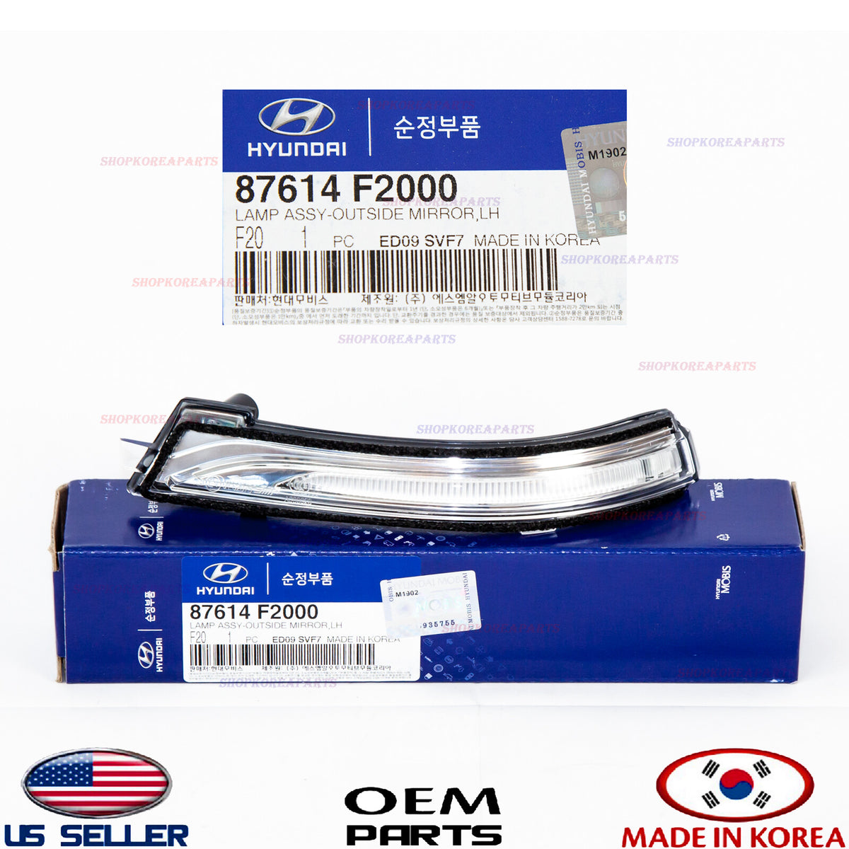 GENUINE OEM Left Mirror Signal Repeater Lamp 2017–2018 Elantra Sedan 87614-F2000