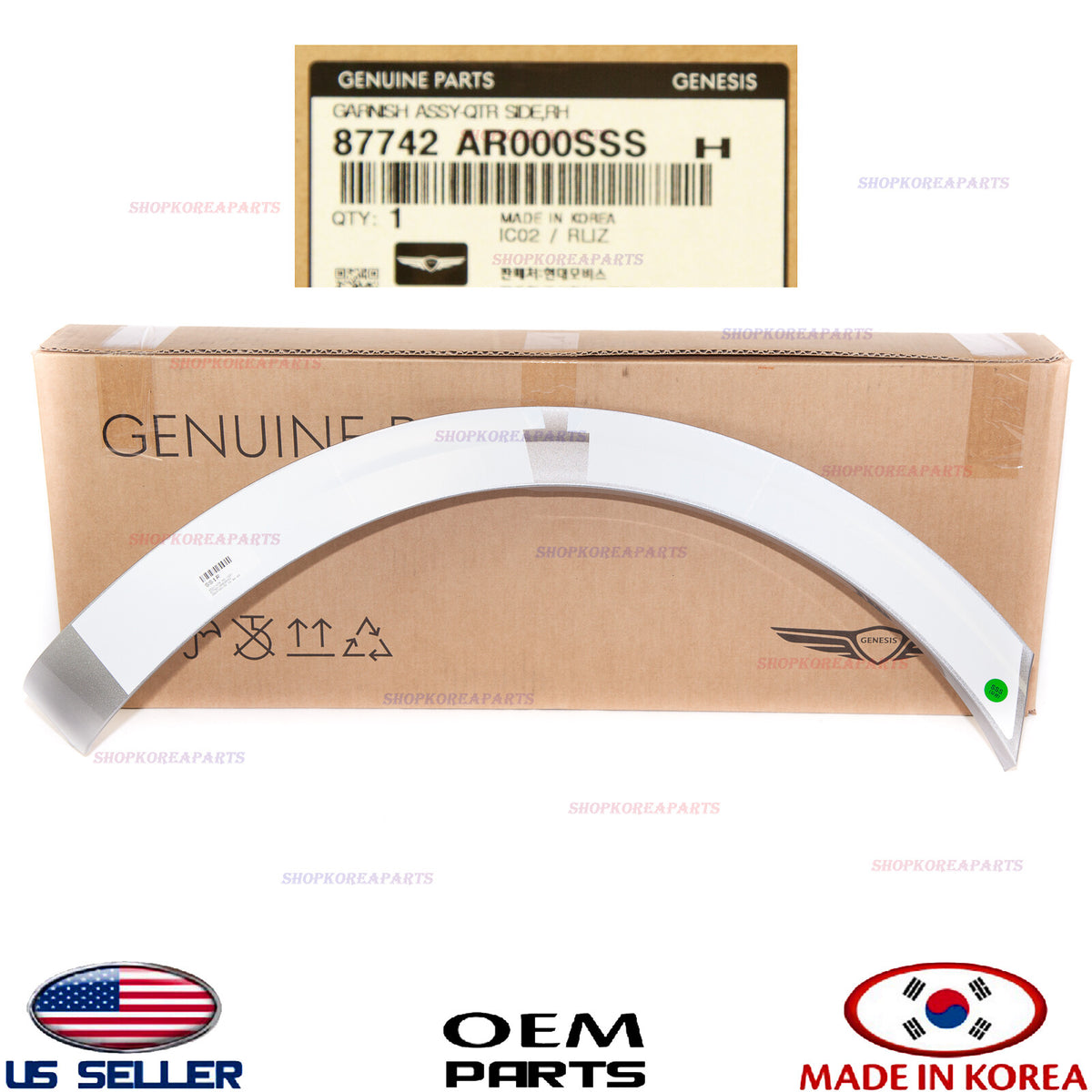 GENUINE Silver Rear Fender Wheel Molding RIGHT Passenger GV70 non Sport 2022-26