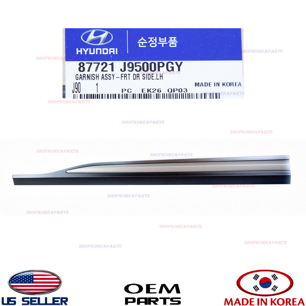 GENUINE Front Door Molding Garnish LEFT Driver Side ⭐OEM⭐ HYUNDAI KONA 2018-2021
