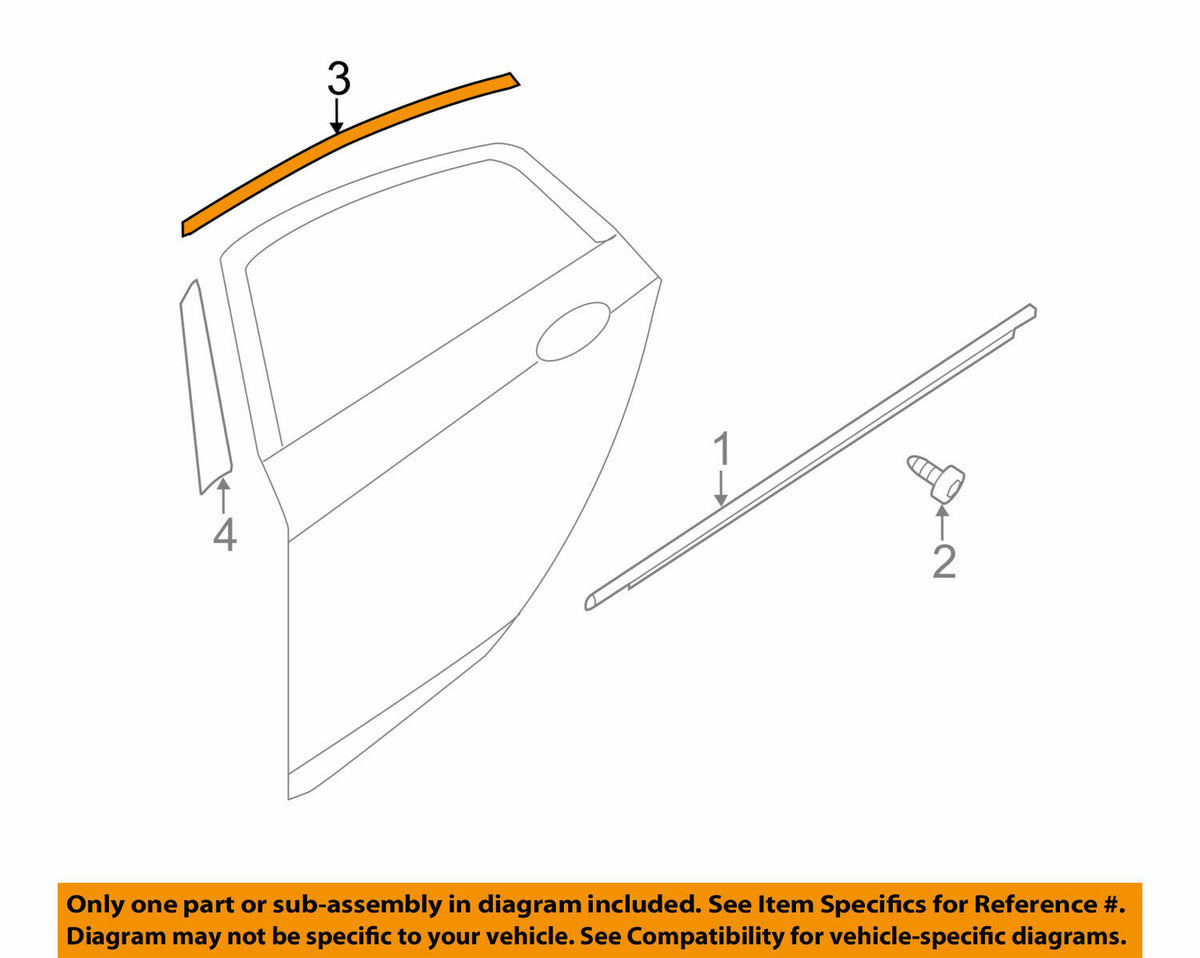 Upper Door Panel Trim Chrome Molding Rear Door Left Driver Side Optima 2011-2015